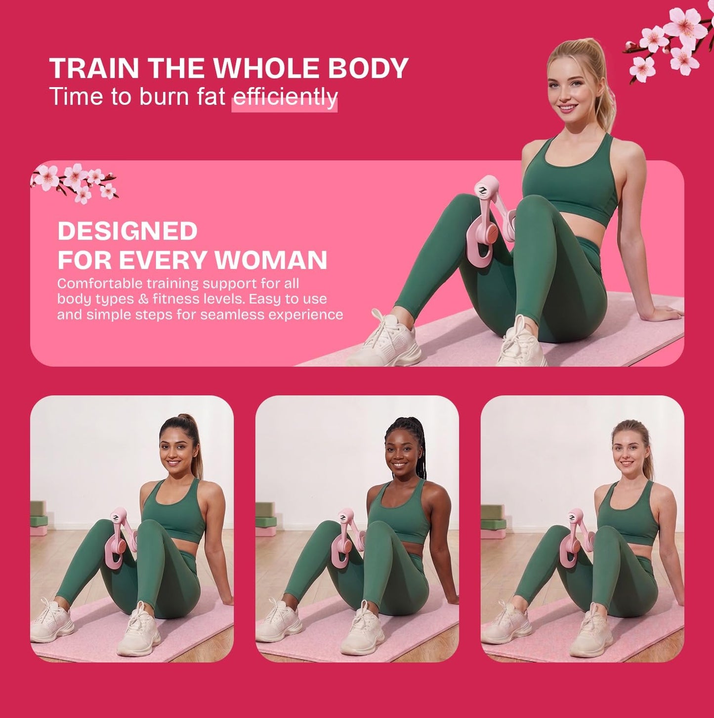 Thigh Trainer for Women, Thigh Master, 360° Rotating Pelvic Floor Muscle Trainer | KegelExerciser for Inner Thigh, Hip & Leg Shaping Compact Home Fitness & Workout Equipment