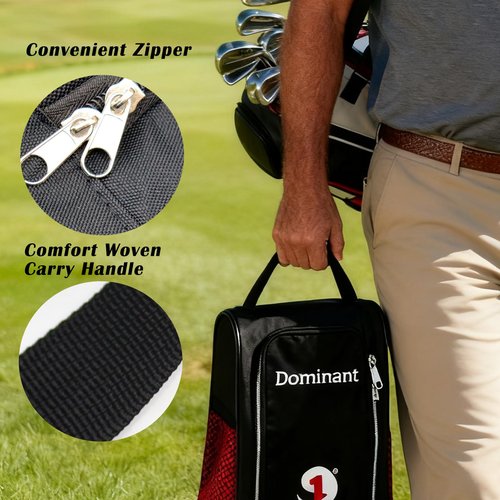 Athletic Golf Shoe Bag - Zippered Shoe Carrier Bags Sports Shoe Case (White)