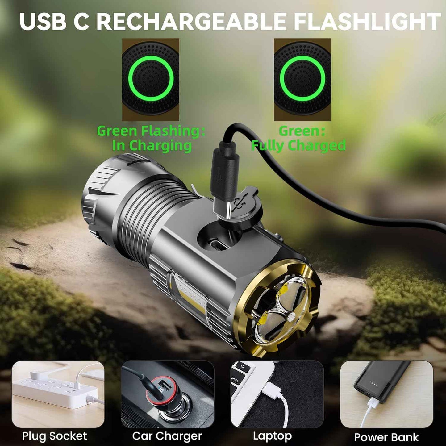 AIERSEN mini LED Flashlight with Magnetic Base and Side Clip, 6 Modes, high Brightness Small Flashlight, IPX6 Waterproof, is The Best Small Flashlight for Camping, Travel, and Emergency situations