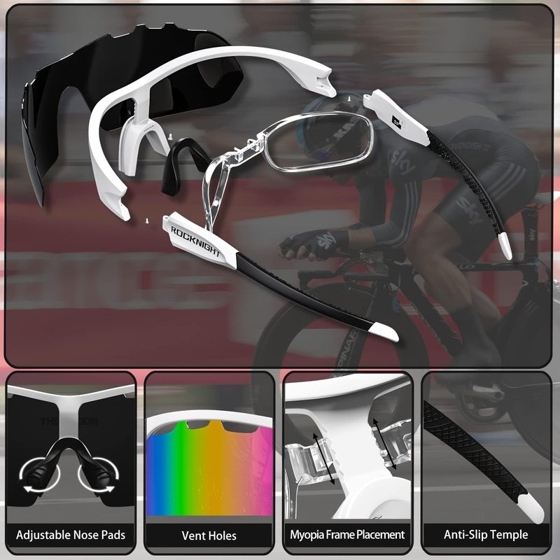 ROCKNIGHT Sport Cycling Sunglasses for Women Polarized UV Protection Pink Mirrored Sunglasses Outdoor Trendy Medium Head