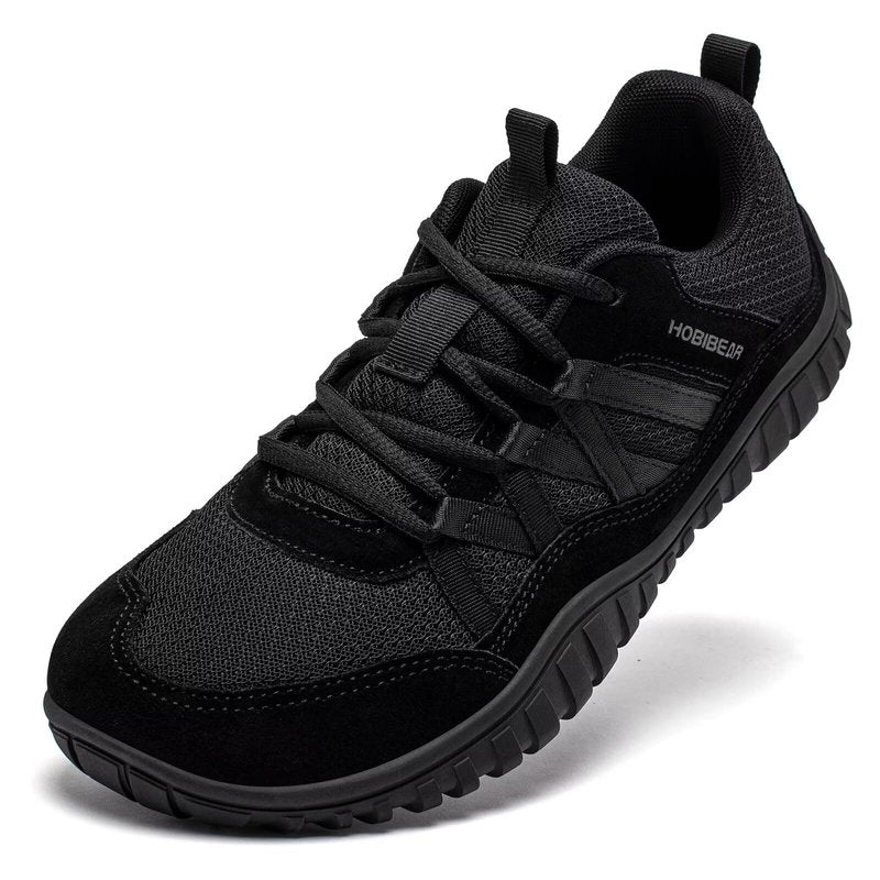 HOBIBEAR Womens Mens Barefoot Shoes Minimalist Trail Runner Wide Toe Box Zero Drop Outdoor Cross Training Shoe All Black