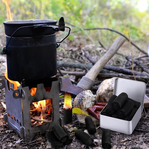 FuWeave 8 Rolls Camping Fire Starter Char Cloth Hand Made Emergency Fire Starter Refills for Bushcraft Hunting Outdoors Camping Survival