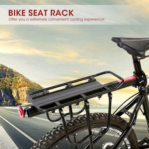 GOTOTOP Rear Rack,Strong Alloy Rear Pannier Bag Luggage Carrier Rack Cycle Seat Post 55 Lbs Capacity with Reflector Black