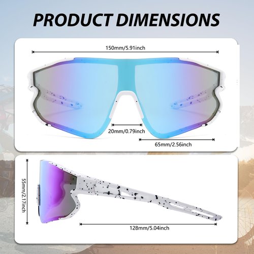 MJEBT Polarized Sports Sunglasses for Men Women, Baseball Cycling Fishing Running Sun Glasses UV400 Protection (White/Blue Mirror+Blue Red/Pink Mirror+Black/Gray)