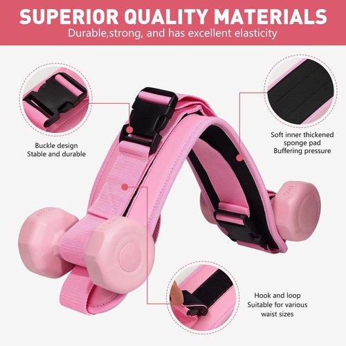 Hip Thrust Belt - Dumbbell Hip Thrust Belt - Premium Leather Thickened & Widen, Comfortable for Dumbbells, Kettlebells or Plates, Slip Padding, Gym or Home Workouts (deep pink)
