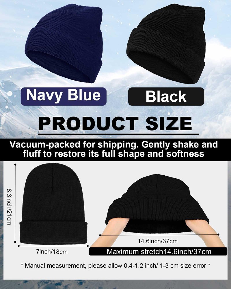 Jecery 50 Pack Winter Beanies Hats Bulk for Homeless Unisex Cold Weather Stretch Caps Warm Knitted Cuffed Hats for Women Men(Mixed Colors)