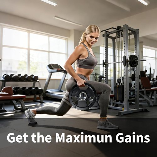 Garvee Olympic Weight Plates - 10-55 lbs Rubber Encased Iron for Low Noise & Floor Protection | Home Gym Essentials