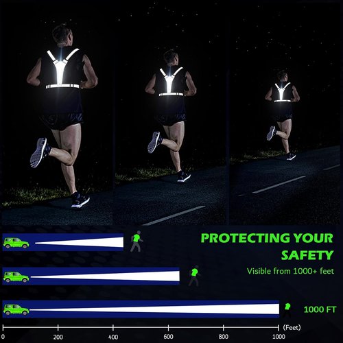 LED Reflective Vest by [Brand Name] - USB Rechargeable Light-Up Running Gear with Chest Phone Holder for Night Safety