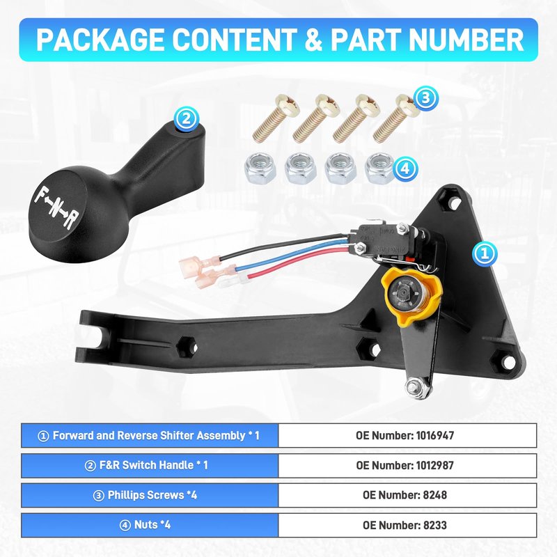 JURPLIX Club Car Forward Reverse Shifter Assembly with Handle Compatible with 1992-up DS Gas Golf Cart, F&R Shifter Assembly Replace # 1016947 1012987