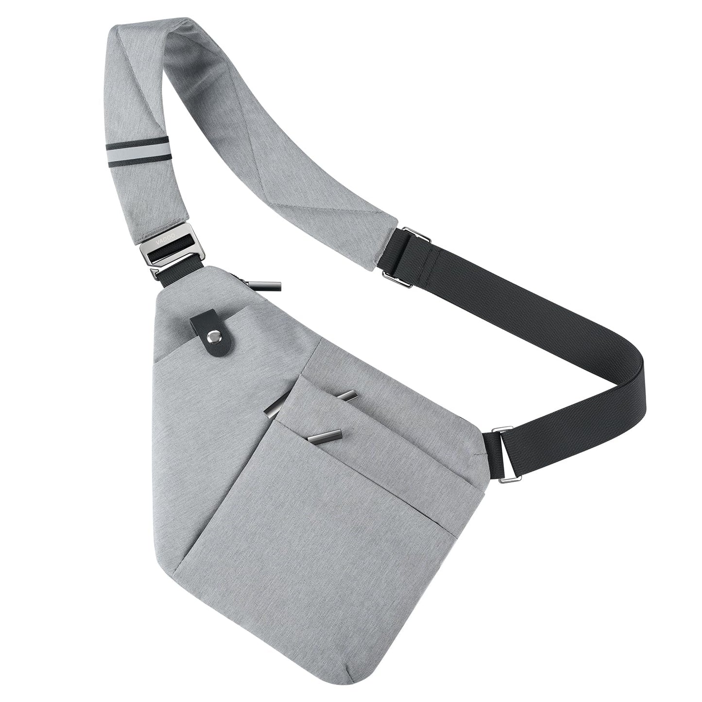 VADOO Anti-theft Crossbody Bags for Women, RFID Blocking Pocket Sling Bag for Men Lightweight Shoulder Chest for Travel Sport, Gray 2.0