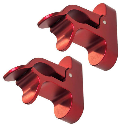 2-Pack Magnetic Golf Holder Clip for Golf Cart with Hook Design, Aluminum Alloy Golf Cart Hold with Secure Grip & Hook & Loop Strap, Golf Cart Accessories, Ideal Golf Gifts for Men - Red