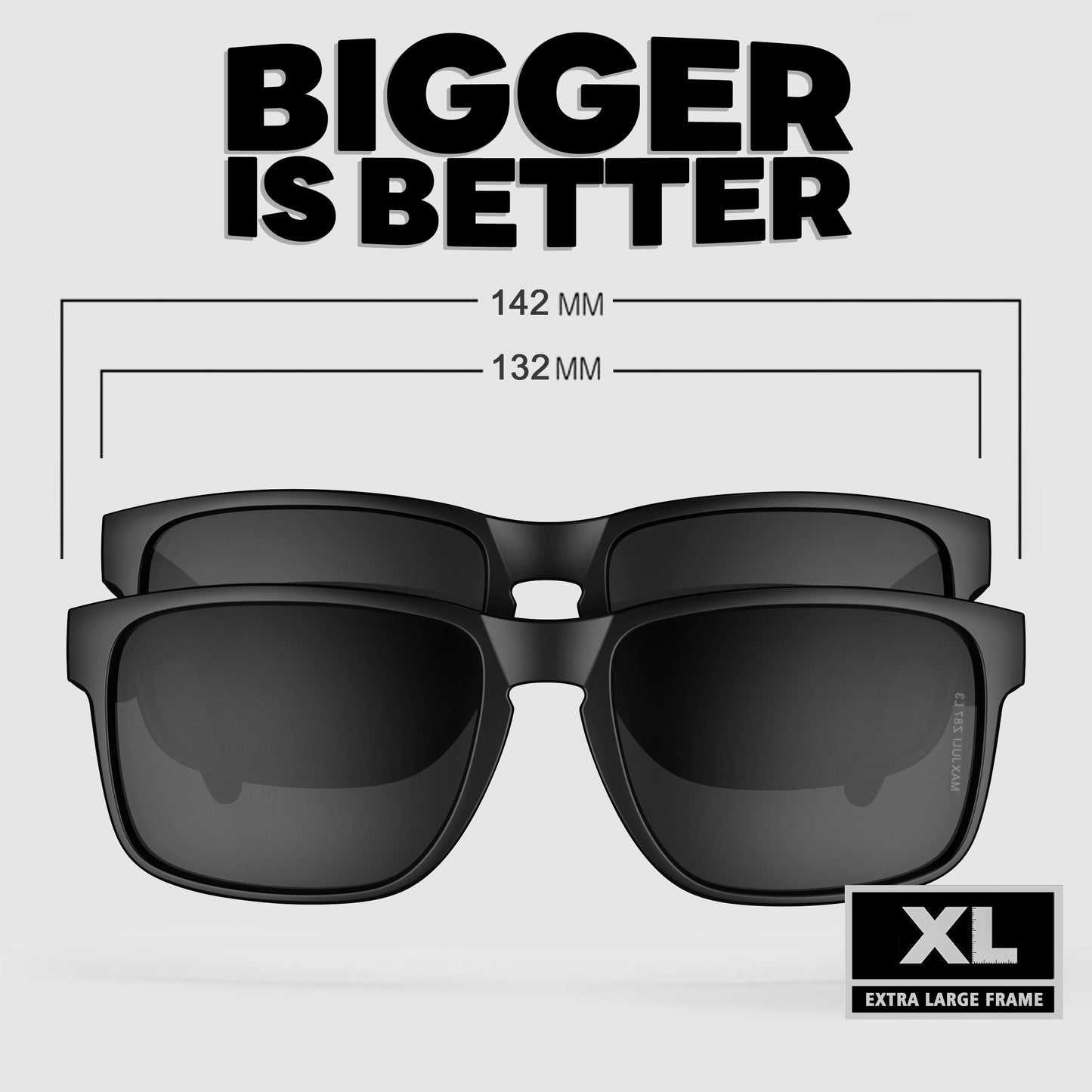 MAXJULI XL Size Double Extra Large Z87 Sunglasses for Big Wide Heads Men TR90 UV400 Protection Glasses 8120XL(Black/Grey)