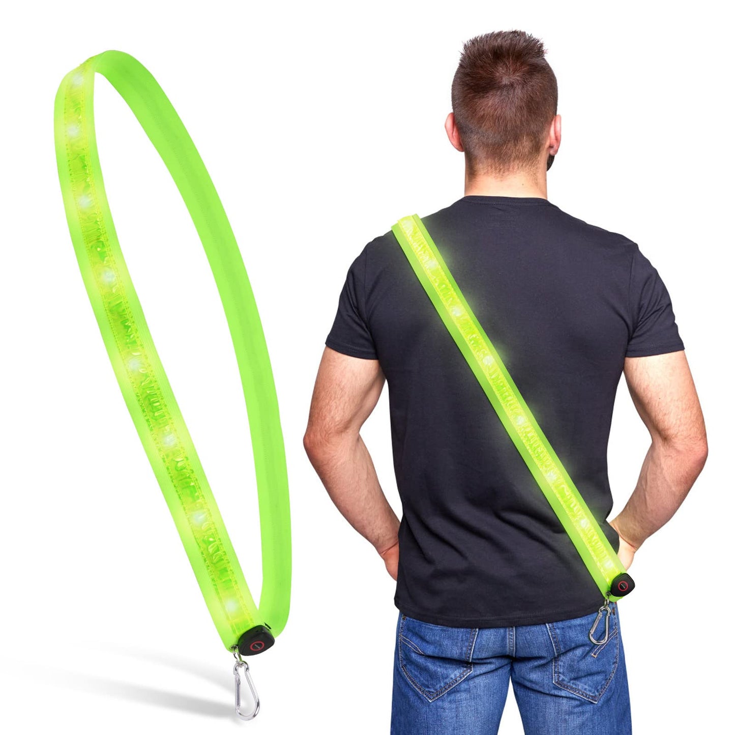 Luminous Single Room With Led Safety Shoulder Strap, Night Running And Cycling Single Shoulder Strap For Men And Women, Suitable For Night Walking, Running, Cycling, Jogging, Etc. (Fluorescent Green)