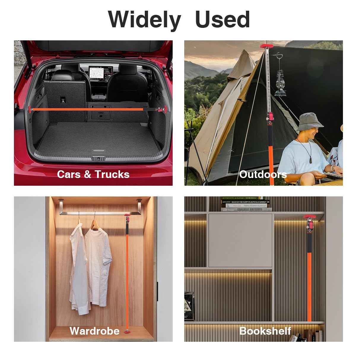 Adjustable Support Pole, Quick-Adjustable Telescopic Rod Support System, Supports Up to 154 lbs of Cabinet Lift Jacks, Dust Barrier Poles, Drywalls (2PACK 57~114INCH)