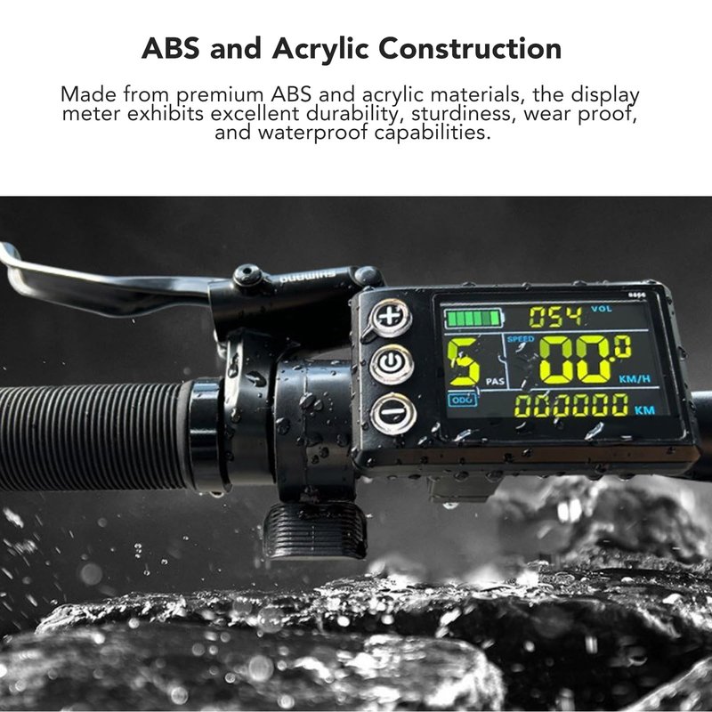 PerGar Electric Bicycle LCD Display Instrument, Abs Waterproof LCD s866 Electric Scooter Display, 5 pin Plug Electric Bicycle Color Display Control Panel for Electric Bicycle Scooter