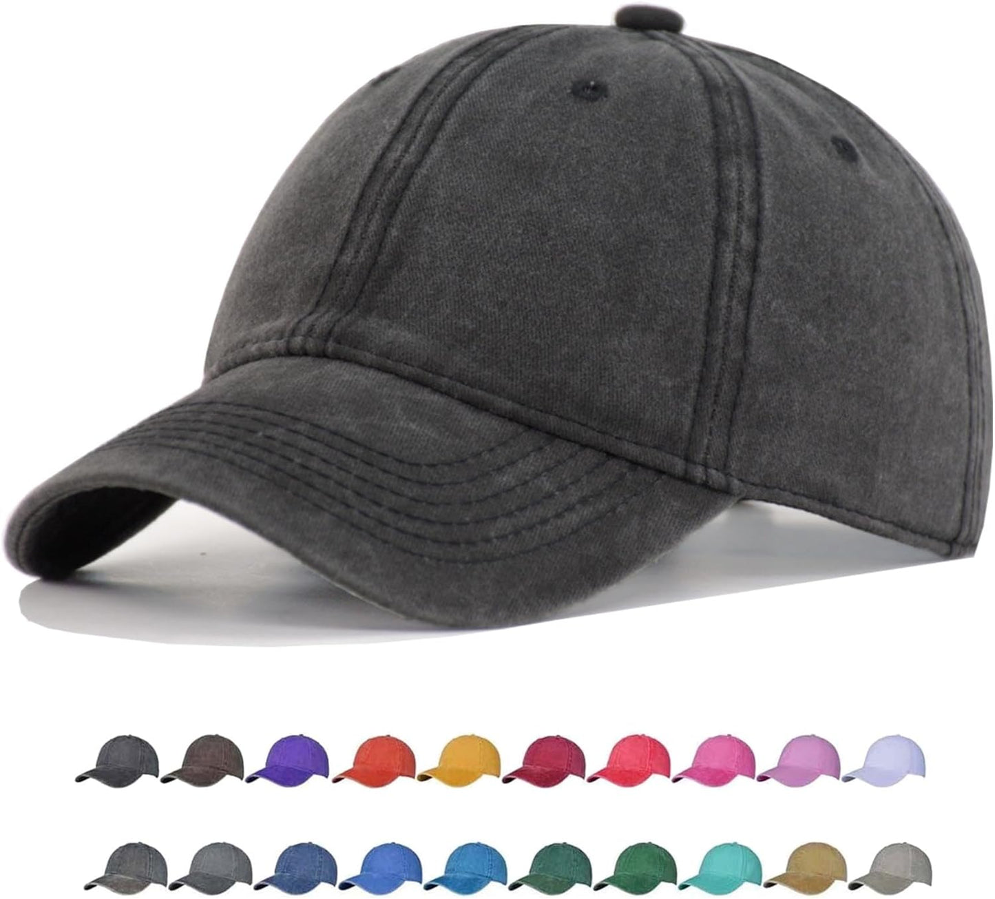 TSSGBL Vintage Cotton Baseball Cap - Unstructured Adjustable Distressed Dad Hat for Men & Women | Small - XXL