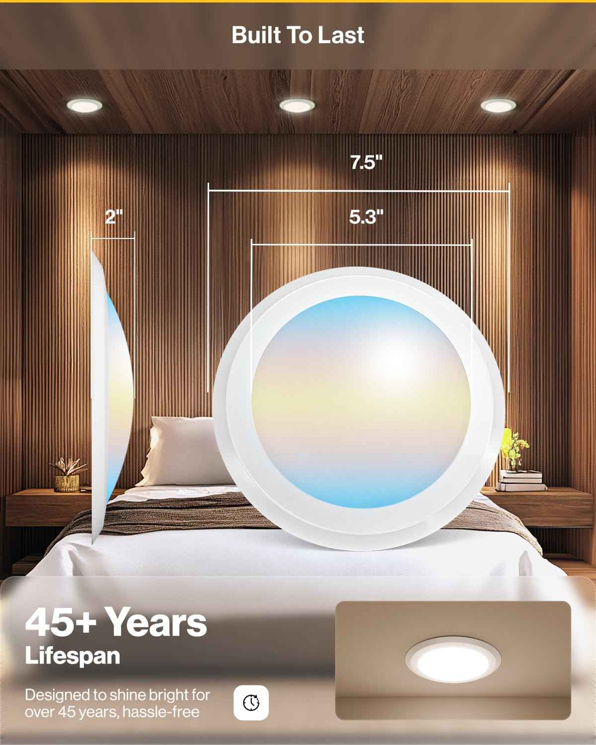 Sunco LED Disc Lights Ceiling 6 Inch, Flush Mount Disk Light, Recessed Can Lighting, 1050 LM, 15W (75W Equivalent), Selectable CCT 3000K/4000K/5000K/6000K/6500K, Dimmable, Damp Rated ETL 2 Pack.