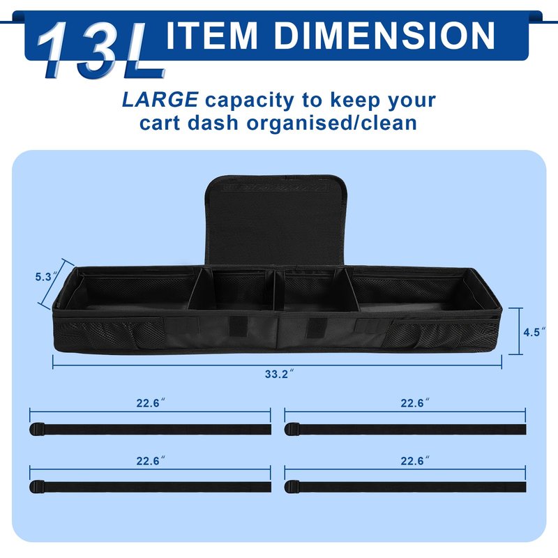 iLSKW Golf Cart Front Inner Basket Organizer Fit Ezgo TXT, Club Car DS/Precedent, Yamaha, Golf Cart Storage Tray with Over 13L Capacity, Indivdual Room, Easy to Install Remove Clean