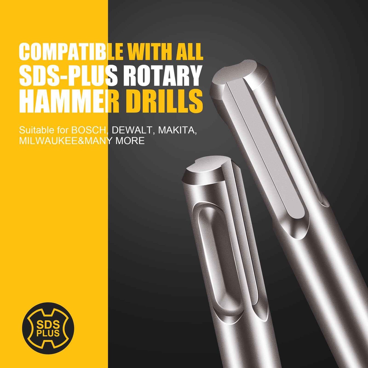 Becollo 5/8x12 SDS-Plus Rotary Hammer Drill Bit, Carbide Tip 4-Cutter for Brick,Stone & Concrete, Packed of 2pcs.