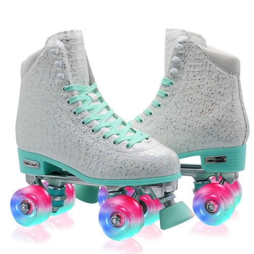 WELLWON Roller Skate for Women and Girls, High-top Double Row-Classic Rollerskates Size 8, Indoor Outdoor Roller Skate Shoes for Beginner Ladies