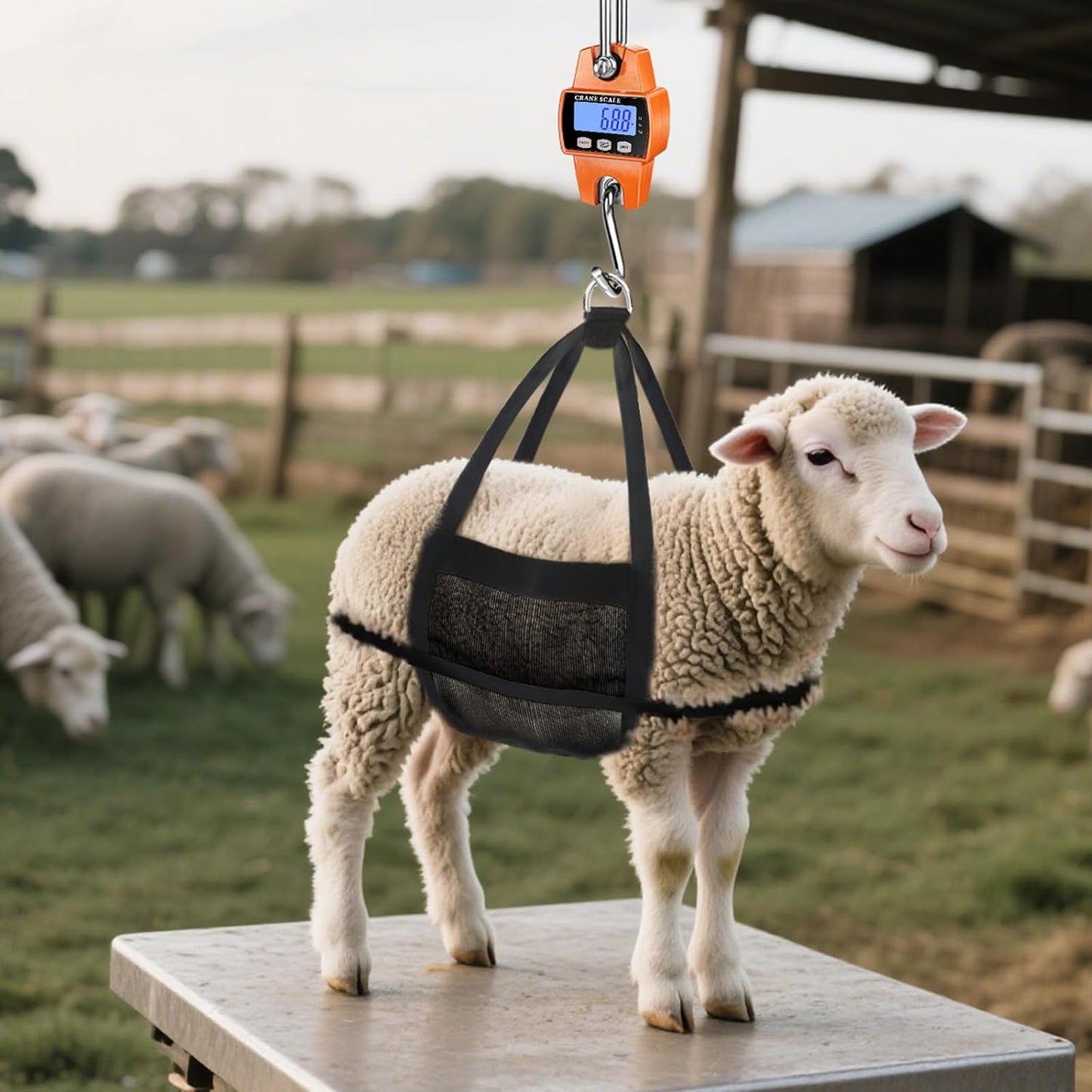 RoMech 660lb Digital Hanging Scale - Durable Cast Aluminum Case, Mini Crane Scale for Outdoor Use (Orange)
