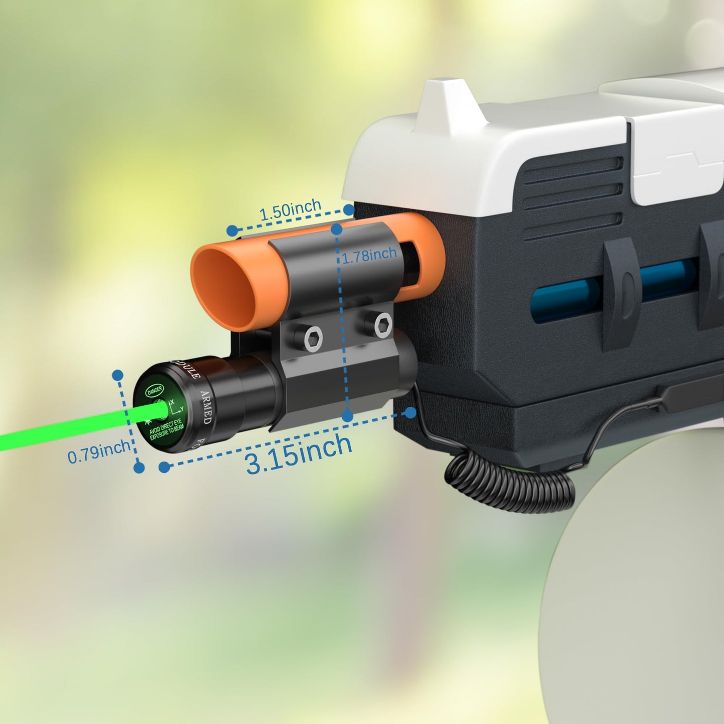 SZWRSKJ Laser Sight Compatible with Gel Ball Blasters, Red Dot Beam fit for Salt Gun, Splat Laser Scope with 2 Sets of Batteries, Airsoft BB Pump Add-On Accessories (Green Laser)