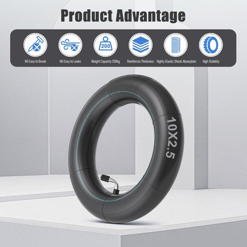 Amitor (1 Pack) 10x2.50 Thicker Inner Tubes, 10x2.50 Scooter Inner with 90° Bent Valve, 60/70-6.5 Tube Compatible with Nine-bot MAX G30 G30P G30LP/Kugoo M4 M4Pro/Soflow So4 Pro Electric Scooter