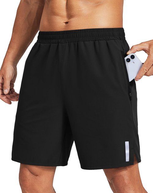 COOFANDY Men's Athletic Running Shorts Quick Dry 7" Workout Gym Short Lightweight Active Sport Short for Tennis Hiking Black Large