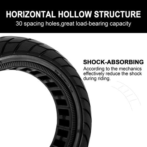 RUTU 10X2.50 Solid Tire,60/70-6.5 10X2.5 Electric Scooter Solid Rubber Tires for Ninebot MAX G30 G30P G30LP,Black 2PC
