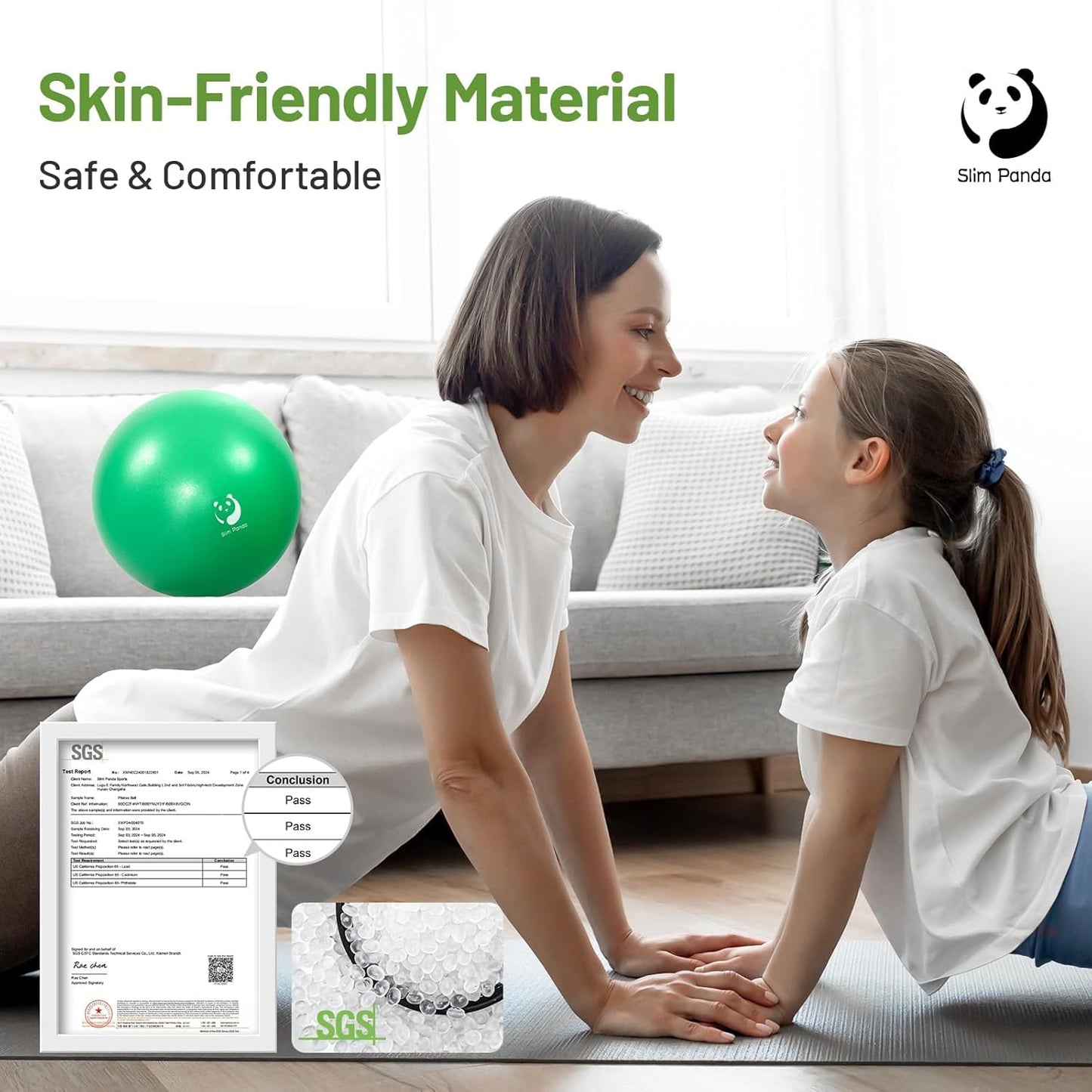 Slim Panda Pilates Ball - 9 Inch Anti-Burst Mini Yoga Ball for Stability & Core Strength