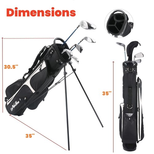 LONGCHAO Golf Bag, 4 Way Golf Bag Stand with Backpack Shoulder,6 Pockets Ping Golf Club Bag, 2 Bags in 1 for Women (4 Way-Black)