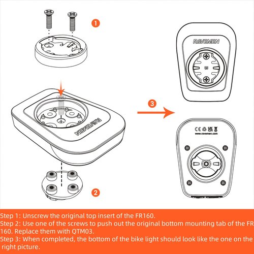 RAVEMEN QTM03 for FR160 to Be Comaptible with Bryton Bike Computers and Out Front Mounts