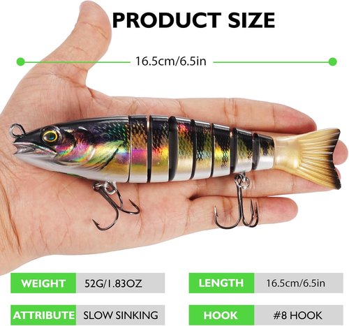 FONMANG SWIMPRO Swimbaits - 6.5in Glide Bait for Northern Pike & Bass Fishing | 3PCS Multi Jointed Lures with 3D Holographic Finish