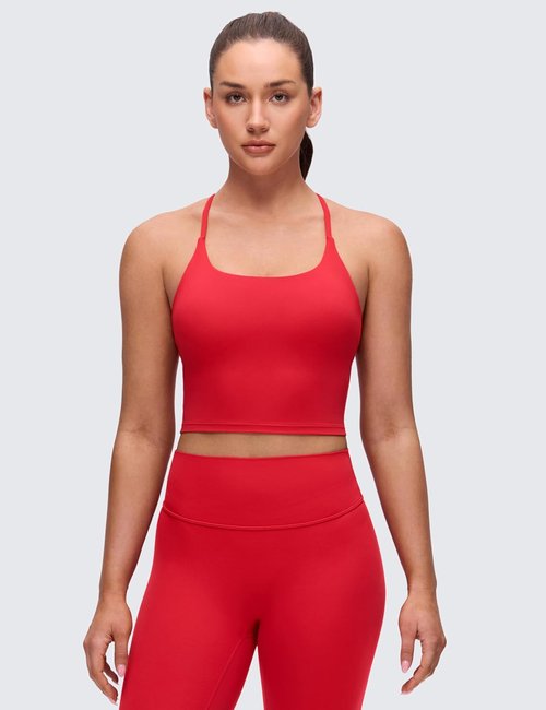 CRZ YOGA Butterluxe Crop Tank Top for Women - Padded, Adjustable Straps | Longline Yoga Bra
