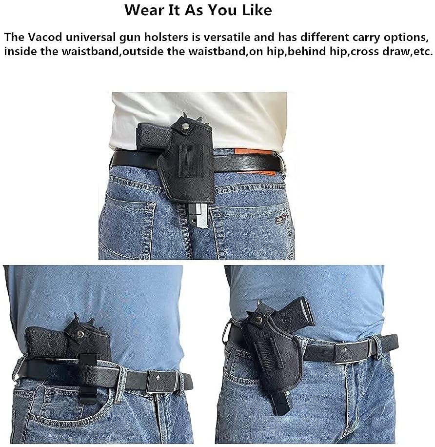 Skiennix Universal Gun Holster - Concealed Carry for Right/Left Hand Draw | Fits Subcompact & Compact Handguns - Black