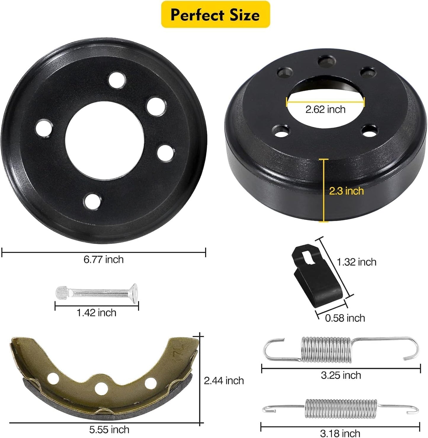 LEAPGOMAX Golf Cart Brake Drum/Hub Brake Shoes Spring Kit Fit Club Car DS 1981-1994 Tempo 2018 Up Villager Golf Carts OEM 4263 1011137 101146302 101816301