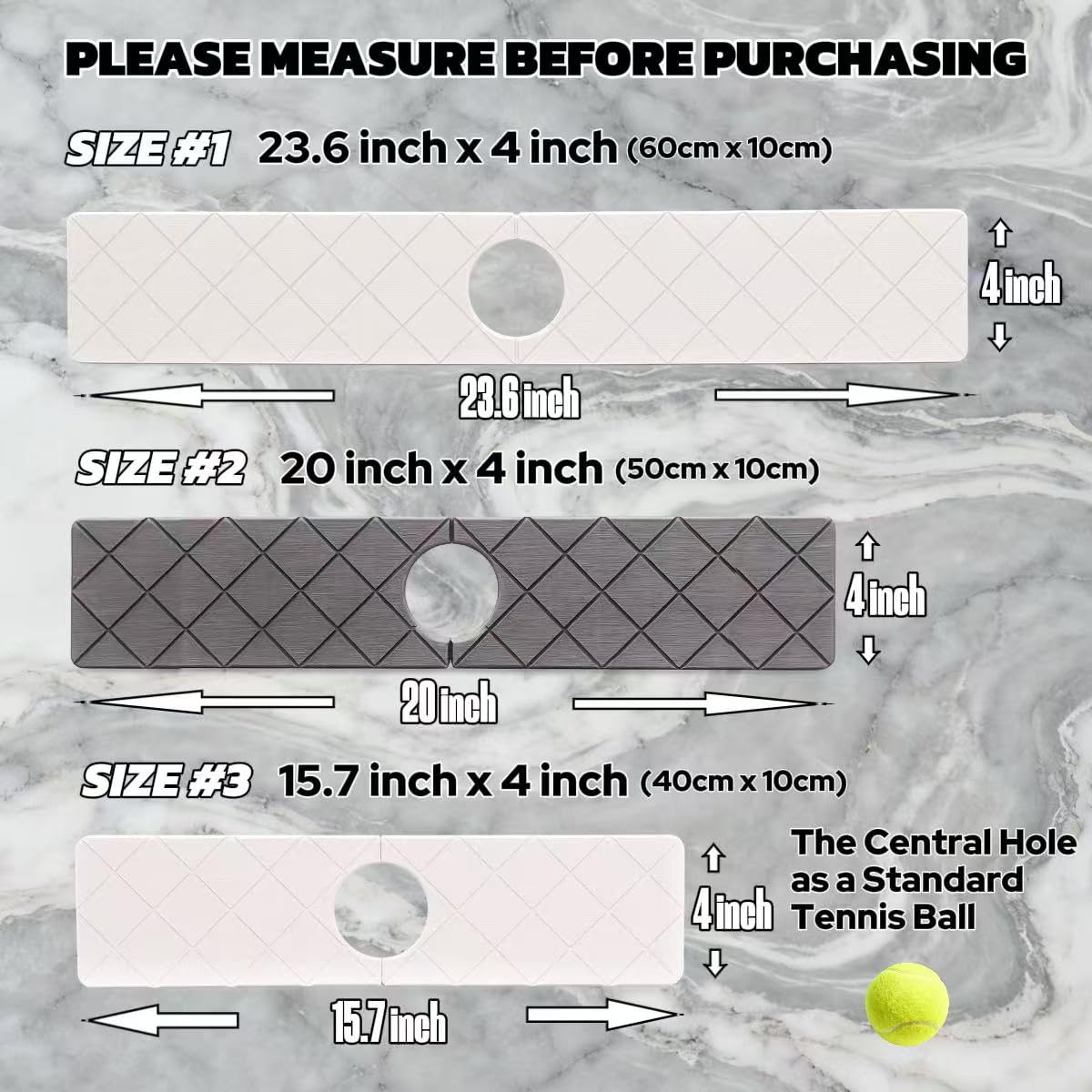 Stone Faucet Mat for Kitchen Sink & Stone Drying Tray for Bathroom, Ultra Fast Absorbing Mat Diatomaceous Earth, 2 Pieces Faucet Mat Together(23.6in * 4in) with a Rag, Stylish Home Gift(Gray)