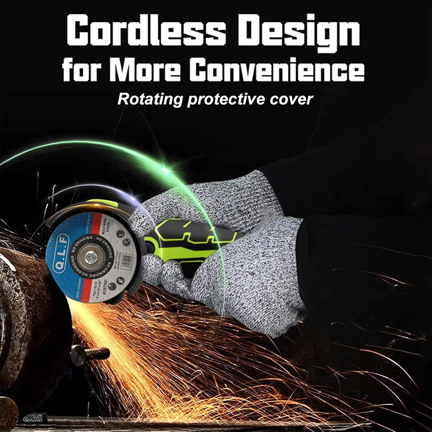 Mini Cordless Angle Grinder Kit - 19500 RPM Electric Tool with 2 Batteries & 5 Cutting Discs for Metal & Wood
