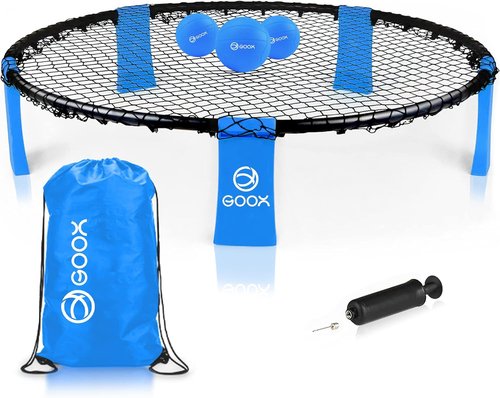GOOX Outdoor Roundnet Game Set - Includes 3 Balls, Carrying Bag & Strip Light | Perfect for Family Fun at Beach, Lawn & Park
