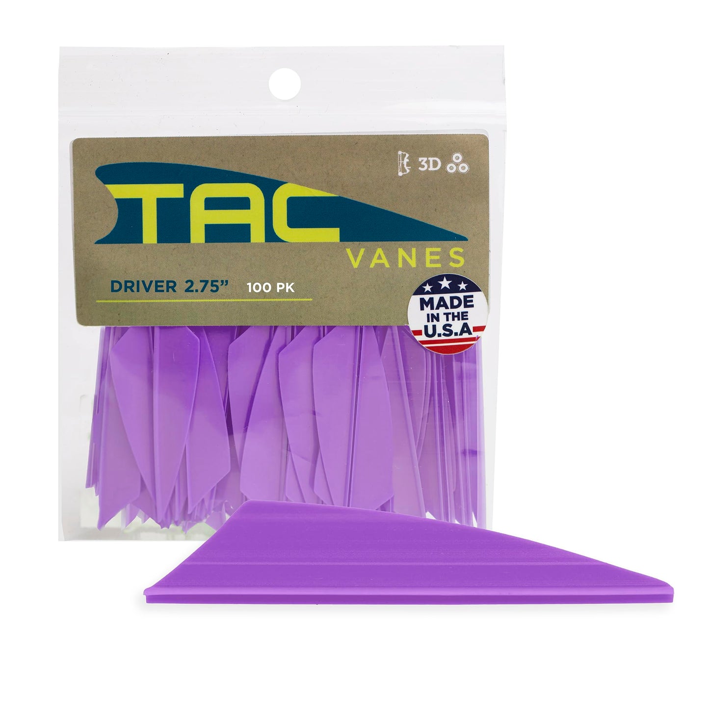 TAC Vanes 2.75" Driver Arrow Vanes | Archery Fletching for Compound & Crossbow | Durable, Lightweight, High Accuracy 100 Pack