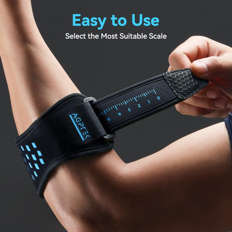 AGPTEK 3D Air Cushion Elbow Brace for Tendonitis and Tennis Elbow Pain Relief, Golfers Elbow Support Strap Counterforce Arm Band Epicondylitis Clasp with Compression Pad for Men & Women, 1 Pack