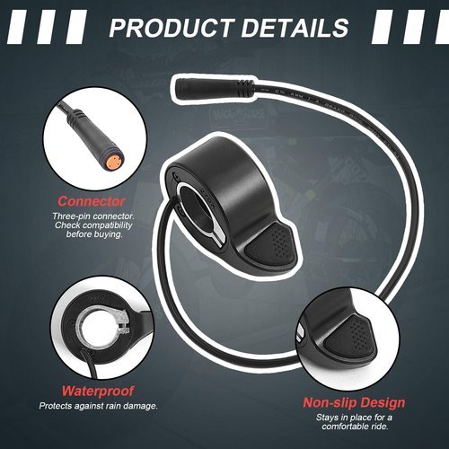 JINKEY Thumb Throttle for Super73 S2/ZX/R/RX Ebike Electric Scooter Throttle Grips Handlebar Assy Handle Accelerator Replacement Parts Black