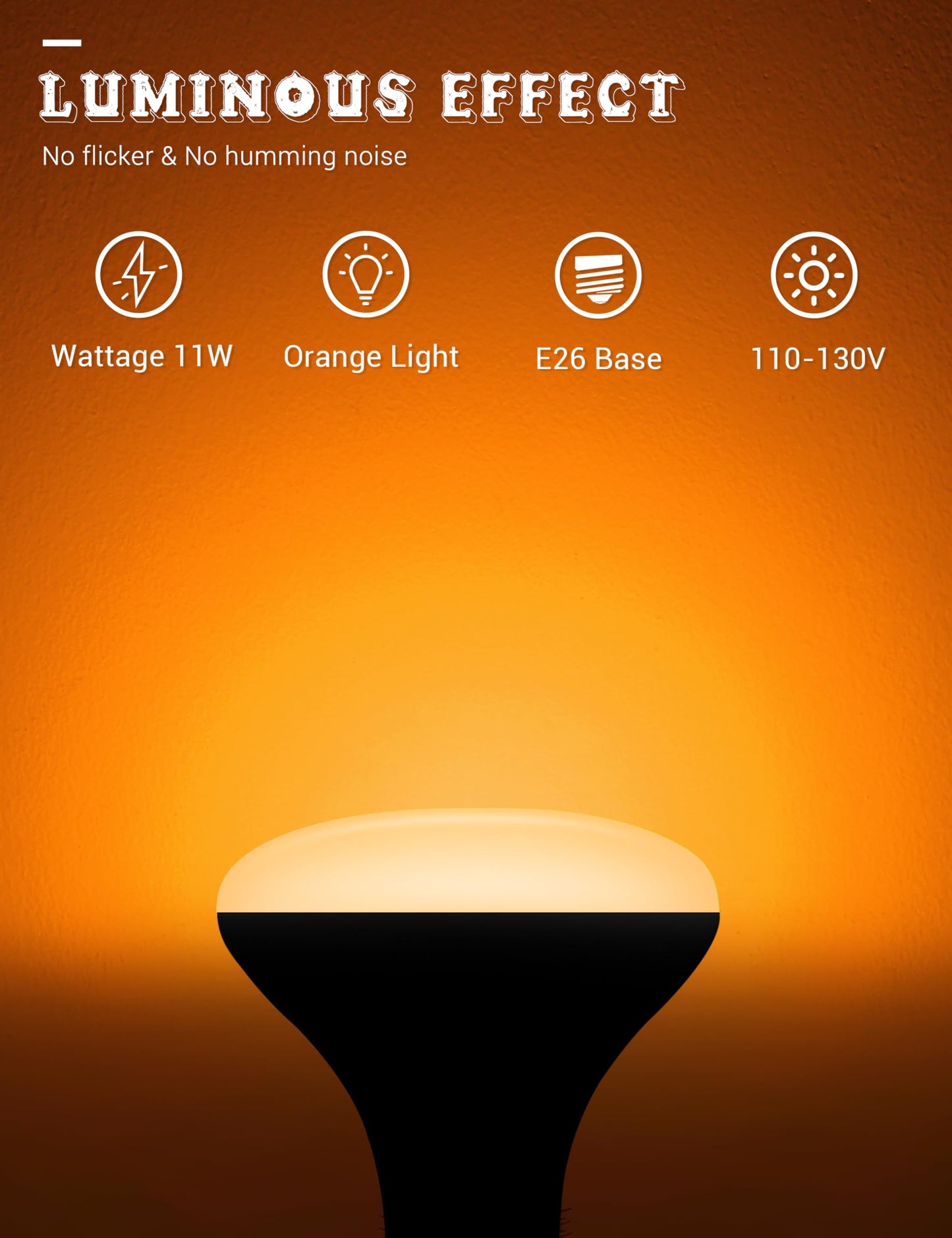 JandCase BR30 Purple & Orange Indoor Flood Light Bulbs, E26 Base, 11W (65W Equivalent), Not-Dimmable, 2 Pack for Halloween Decoration