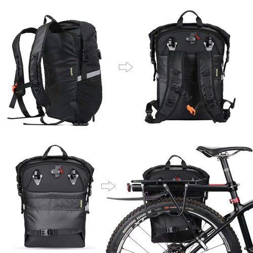 Rhinowalk Multifunction 24L Bike Pannier Bag Waterproof Bicycle Rear Seat Bag Laptop Backpack Motor Bag Luggage Bag