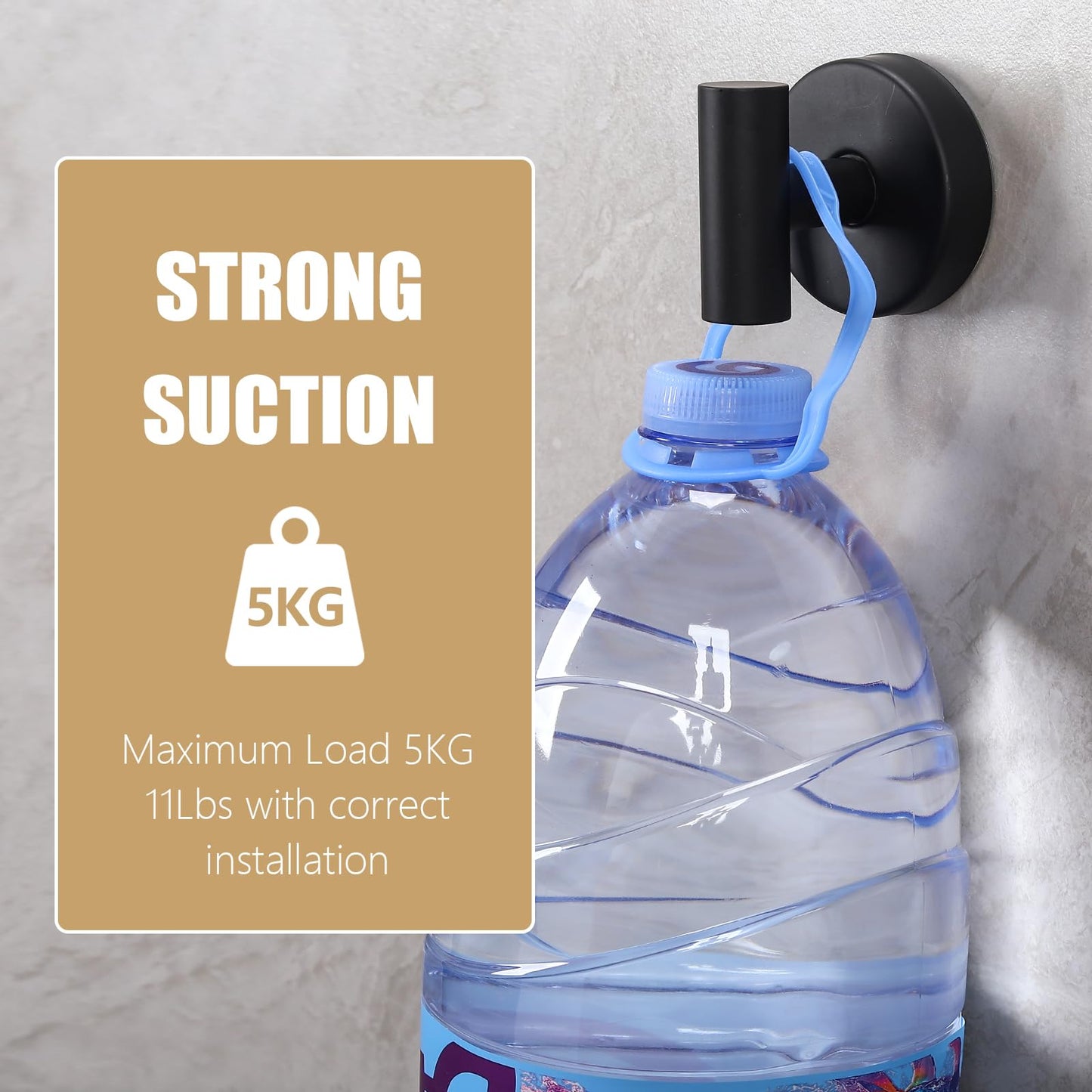 Towel Hooks Shower Suction Hook Towel Hanger for Bathroom Hanging Coat, Robe, Removable Wall Mounted Hook for Bedroom Kitchen Hotel Pool Matte Black(2-Pack)