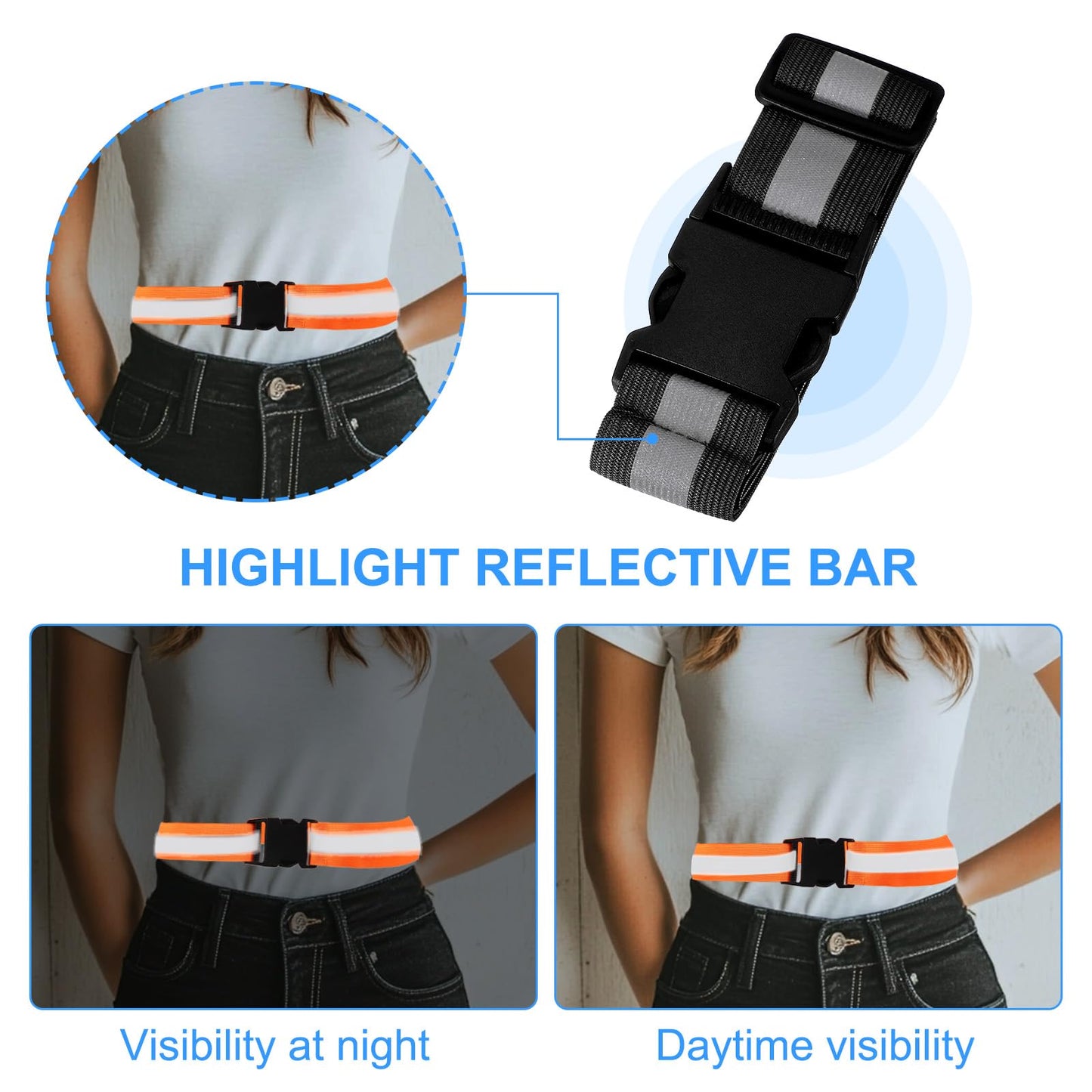 PATIKIL Adjustable Reflective Running Belt, Glow Pt Belt Sash for Cycling Walking