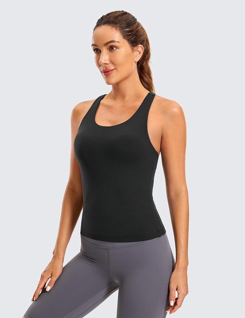 CRZ YOGA Butterluxe Workout Tank Tops - Padded Spandex Racerback Yoga Shirts for Women
