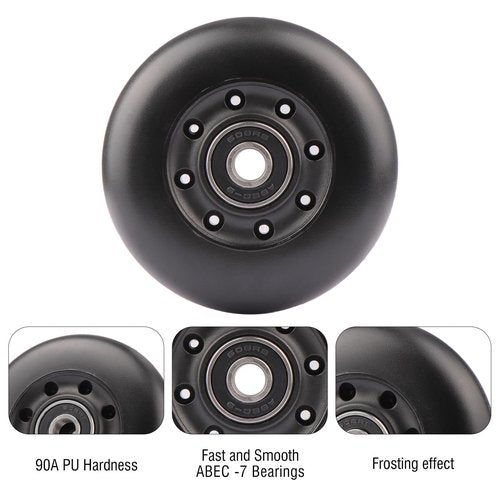 WHEELGOO 2-Pack 76mm PU Caster Board Replacement Wheel Set 90A Compatible with Razor RipStik Classic Air, DLX G Ripsurf (Black)