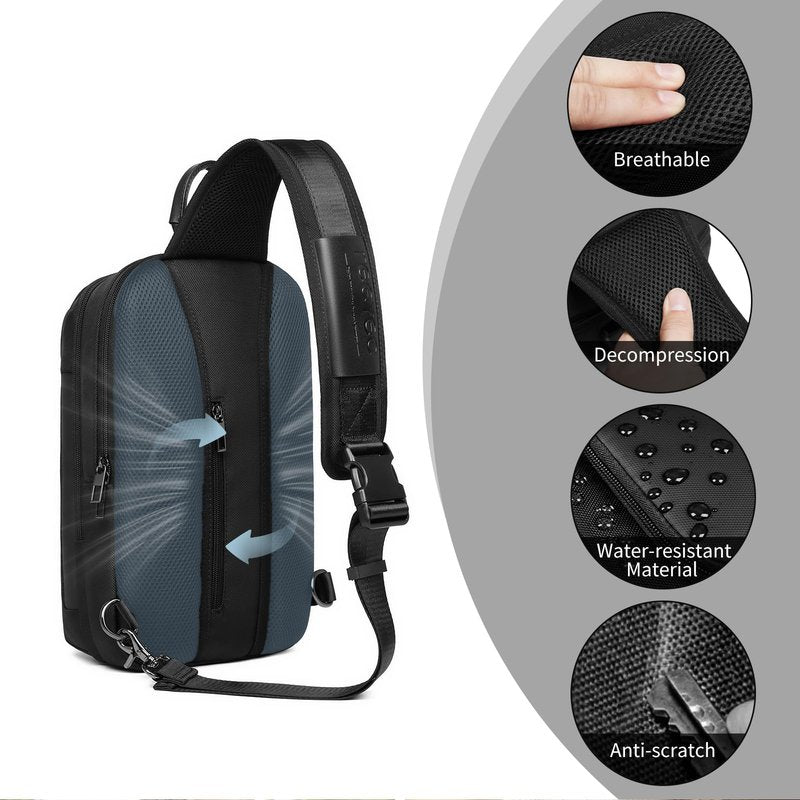 UMydeal Sling Bag for Men, Anti Theft Sling Backpack, Mens Crossbody Bag, Shoulder Chest Bag for Travel, Casual (Black)
