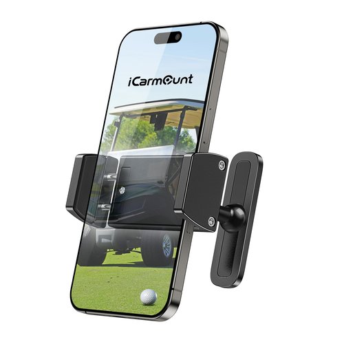 ICARMOUNT Aluminum Alloy Golf Cart Phone Holder with Safety Lock, Heavy Duty Magnetic Golf Phone Mount for EZGO/Club Car/Yamaha/Icon, Golf Cart Accessories Gifts for Men Women [Phone Case Friendly]